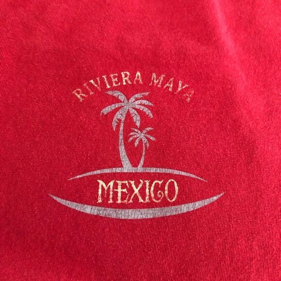 Vintage Y2K Riviera Maya Mexico Maroon Short Sleeve T Shirt Size XL Caribbean - Picture 4 of 8
